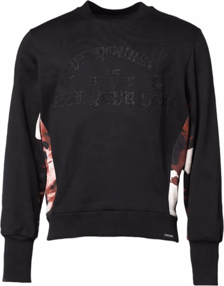 Dolce & Gabbana Black Embroidered Crew Neck Pullover Sweater