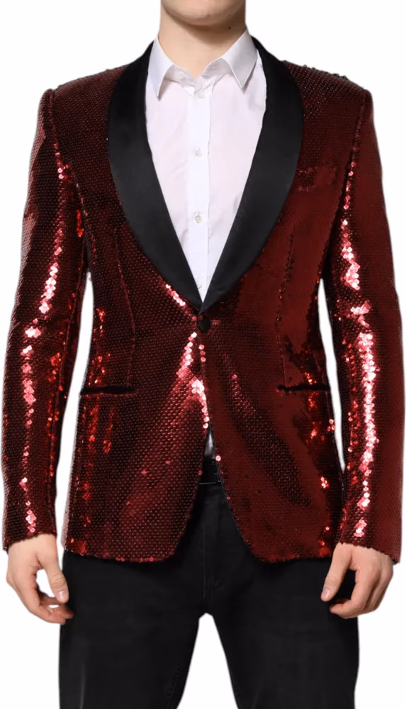 Dolce & Gabbana Red SICILIA Sequin Embellish Blazer Jacket
