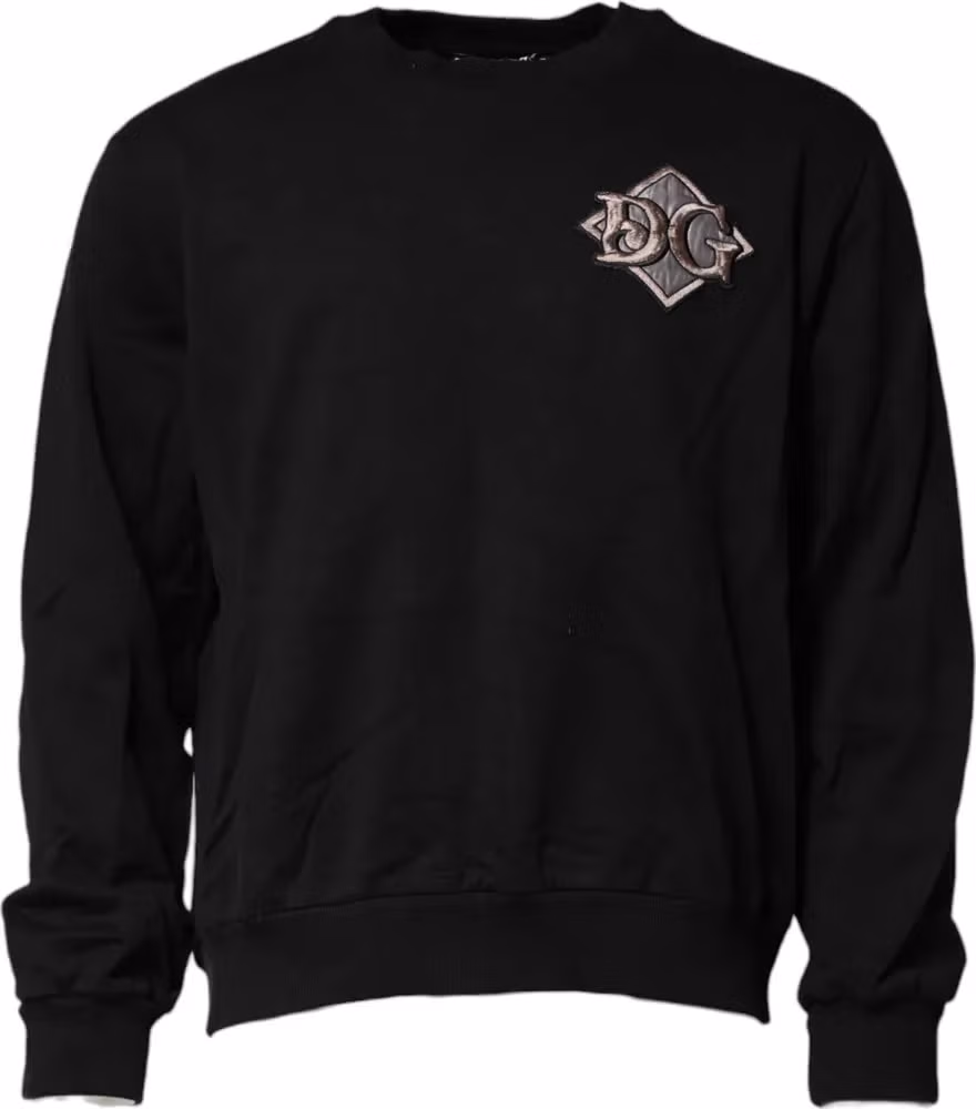 Dolce & Gabbana Black Logo Embroidery Sweatshirt Sweater