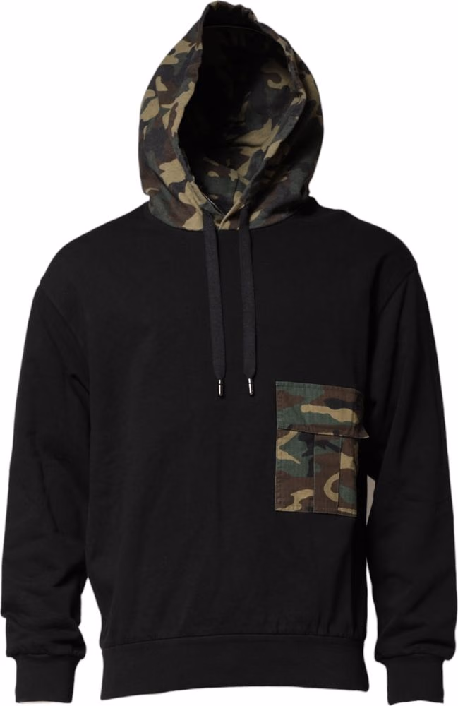 Dolce & Gabbana Black Camouflage Hooded Sweatshirt Sweater