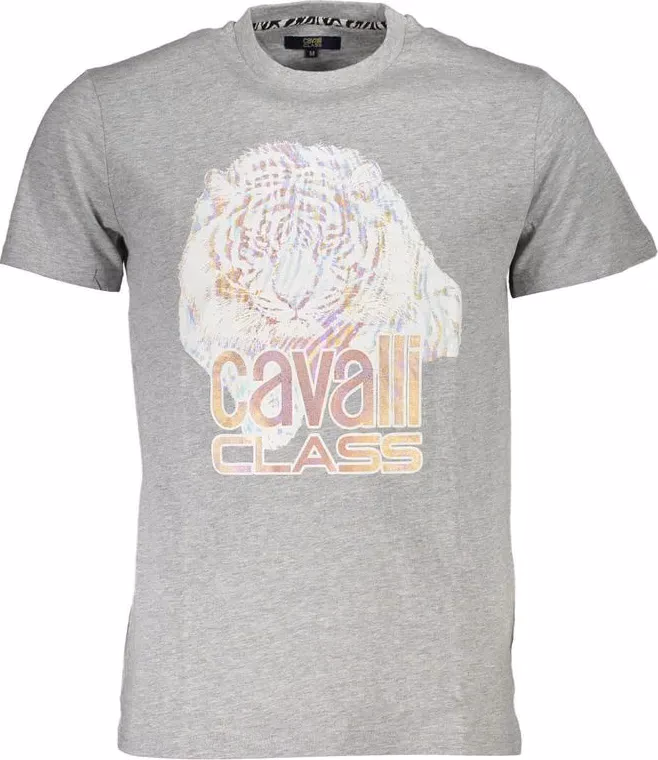 Cavalli Class Grigio Cotton Men T-Shirt
