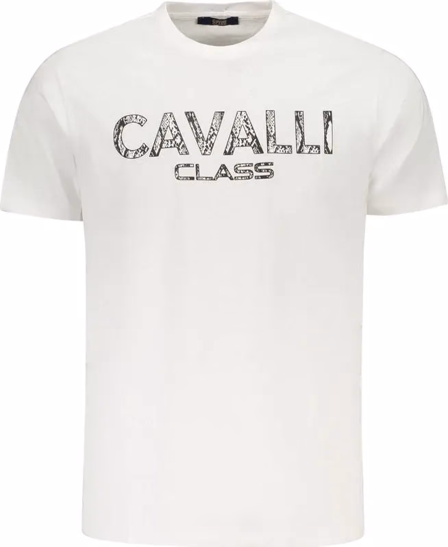 Cavalli Class Bianco Cotton Men T-Shirt