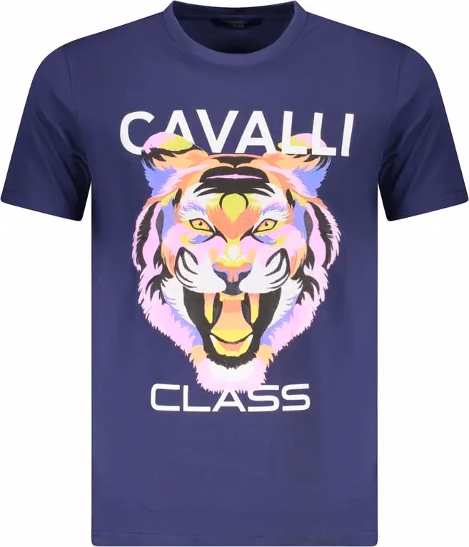 Cavalli Class Blu Cotton Men T-Shirt