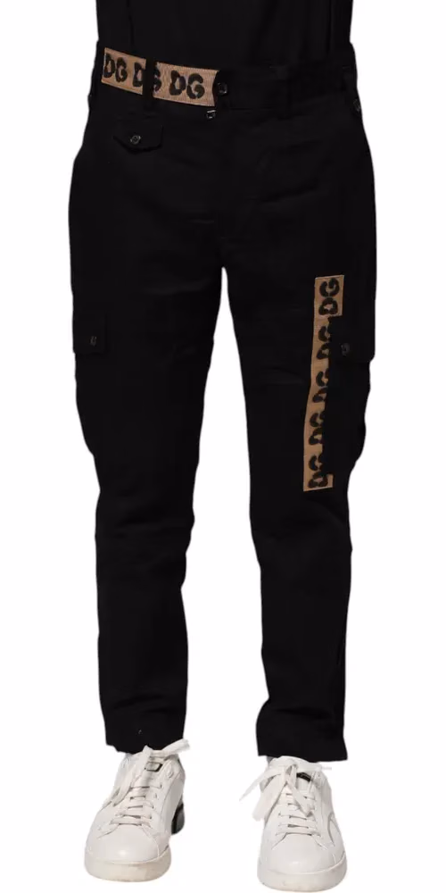 Dolce & Gabbana Black Cotton Cargo Casual Pants