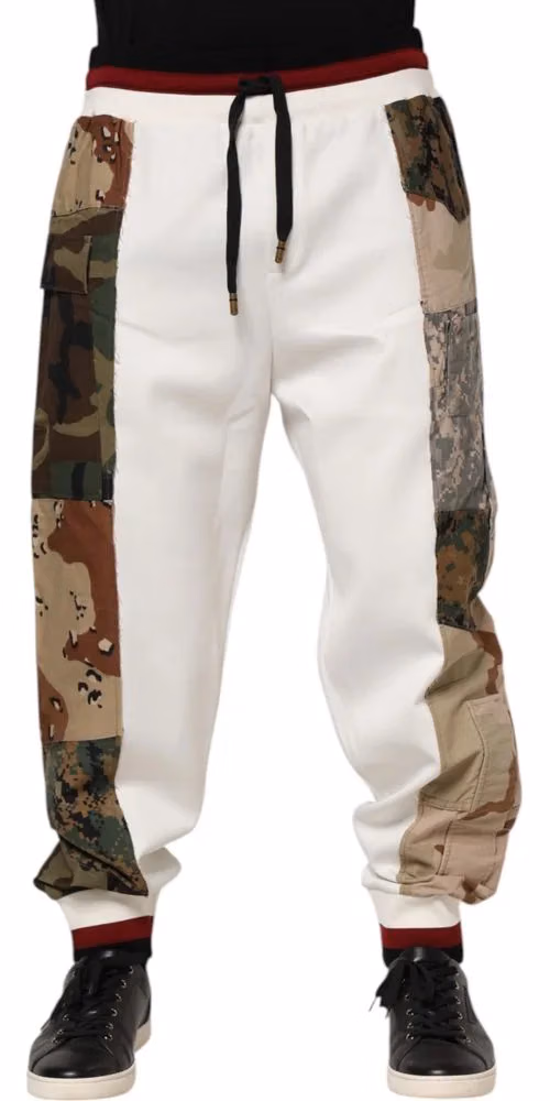 Dolce & Gabbana White Patchwork Jogger Pants