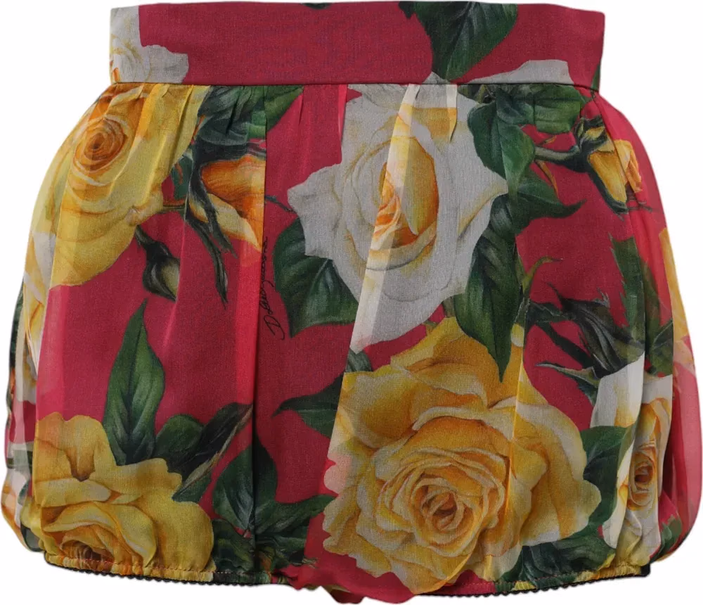 Dolce & Gabbana Red Floral High Waist Women Hot Pants Shorts