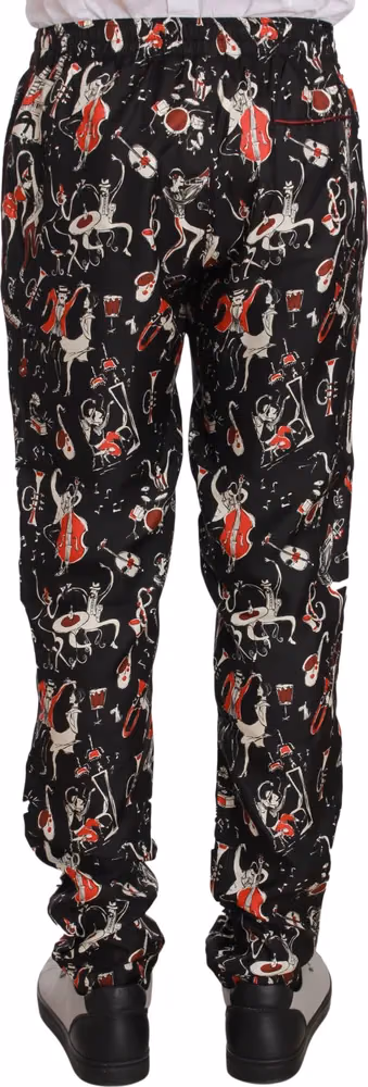Dolce & Gabbana Red Musical Instrument Print Sleepwear Pants