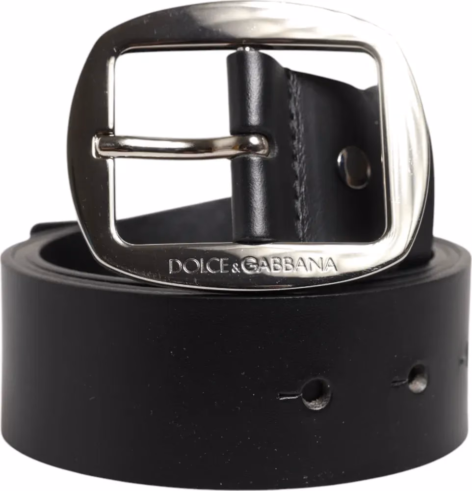 Dolce & Gabbana Black Leather Classic Metal Buckle Belt