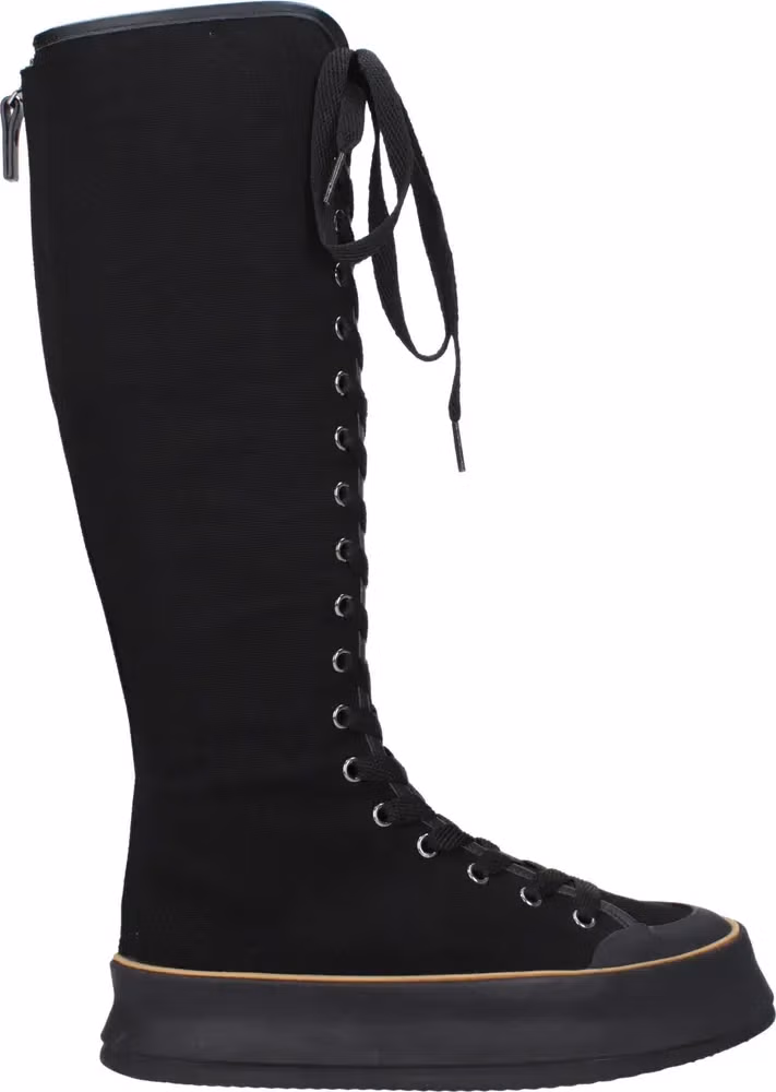 Max Mara Black Fabric Lace-Up Boots