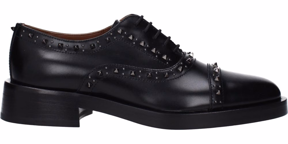 Valentino Garavani Black Leather Oxfords And Derbies