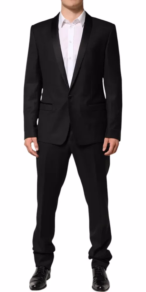 Dolce & Gabbana Black Wool Men Single Breasted 2 Piece Suit