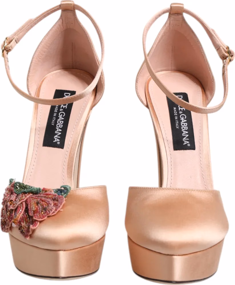Dolce & Gabbana Pink Block Heels Ankle Strap Sandals Shoes