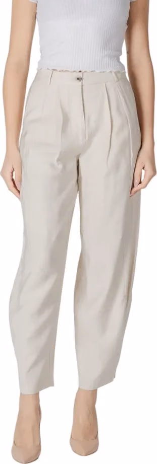 Vila Clothes Beige Viscose Casual Pants
