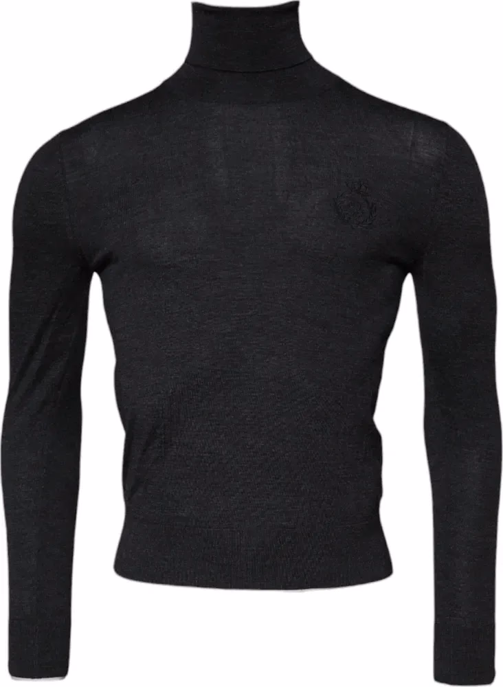 Dolce & Gabbana Black Wool Turtle Neck Men Pullover Sweater