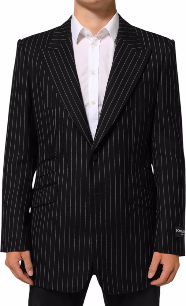 Dolce & Gabbana Black Stripes 2 Buttons Suit Jacket Blazer