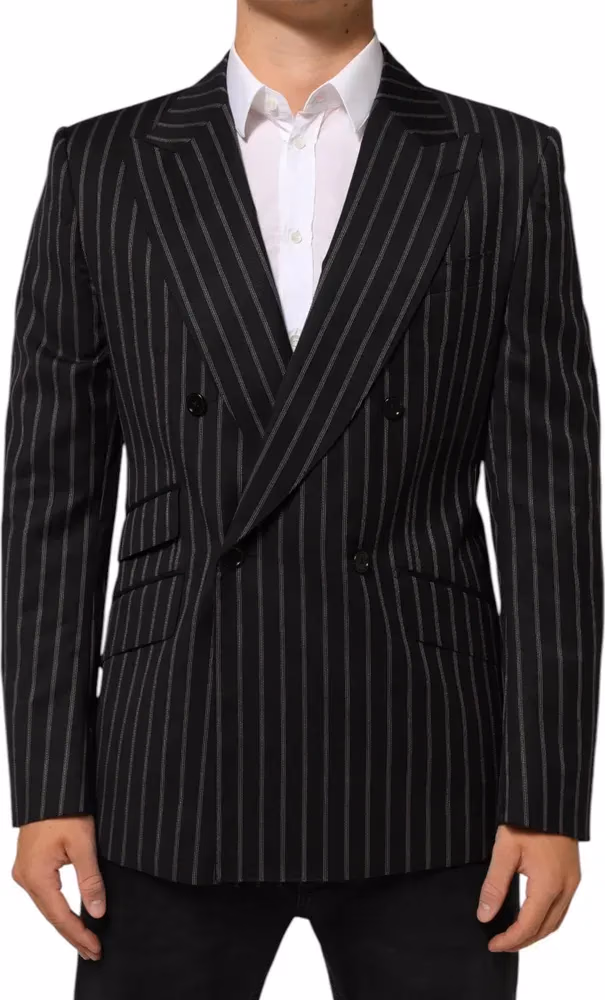 Dolce & Gabbana Black Stripes SICILIA 1 Button Suit Blazer
