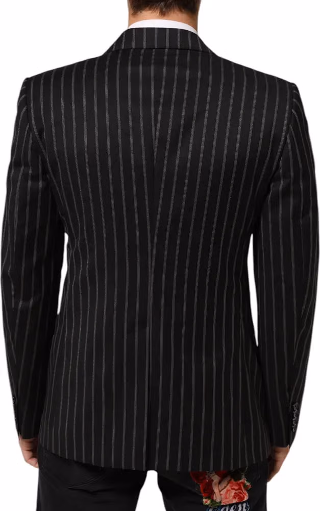 Dolce & Gabbana Dark Gray Stripes SICILIA 1 Button Suit Blazer