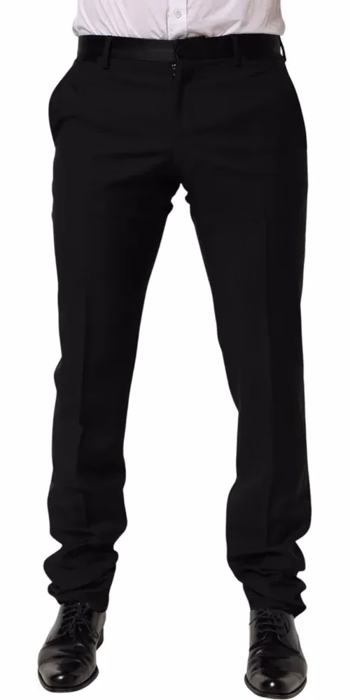 Dolce & Gabbana Black Wool Formal Dress Men Trouser Pants