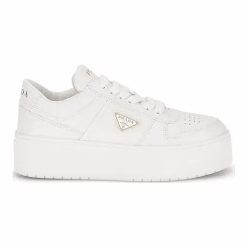 Prada White Calf Leather Bos Taurus Platform Sneakers